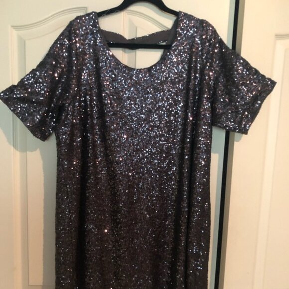 Torrid Sequin Shift Dress Gunmetal 3x 22 24 - Picture 5 of 7